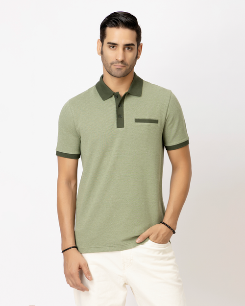 Jacquard Olive Polo