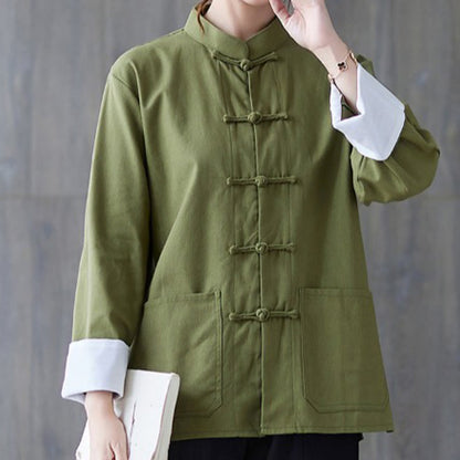 Buddha Stones Women's Frog-Button Long Sleeve Shirt Pants Meditation Clothing