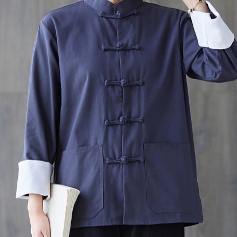 Buddha Stones Women's Frog-Button Long Sleeve Shirt Pants Meditation Clothing