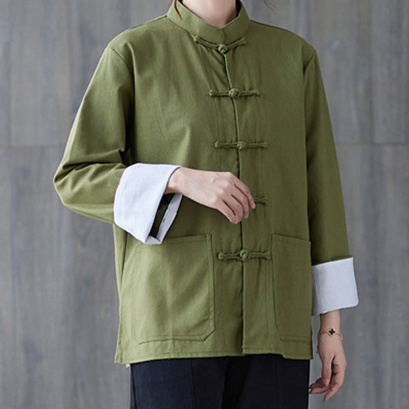 Buddha Stones Women's Frog-Button Long Sleeve Shirt Pants Meditation Clothing