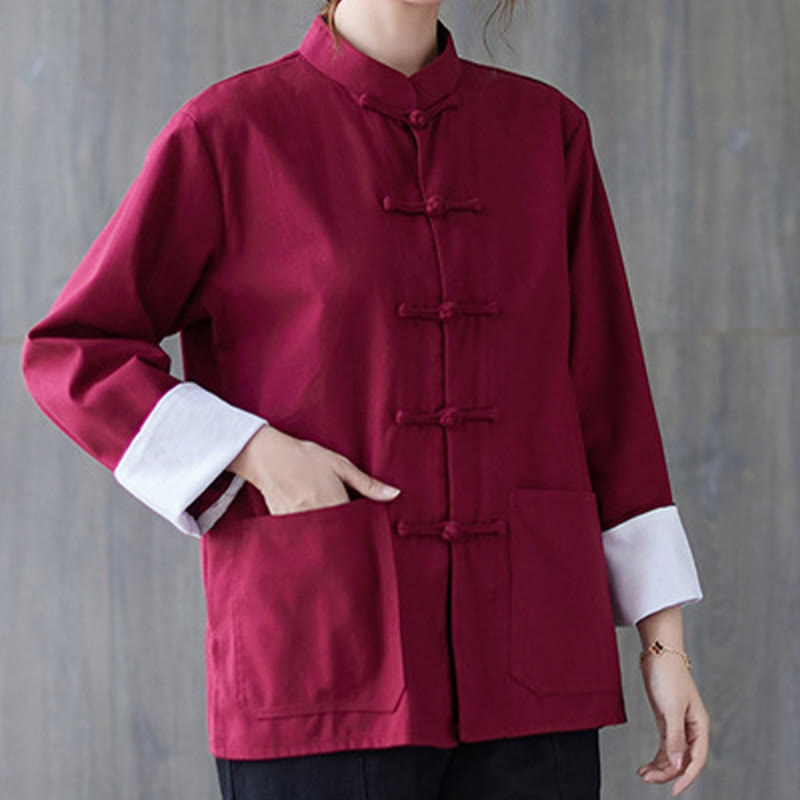 Buddha Stones Women's Frog-Button Long Sleeve Shirt Pants Meditation Clothing