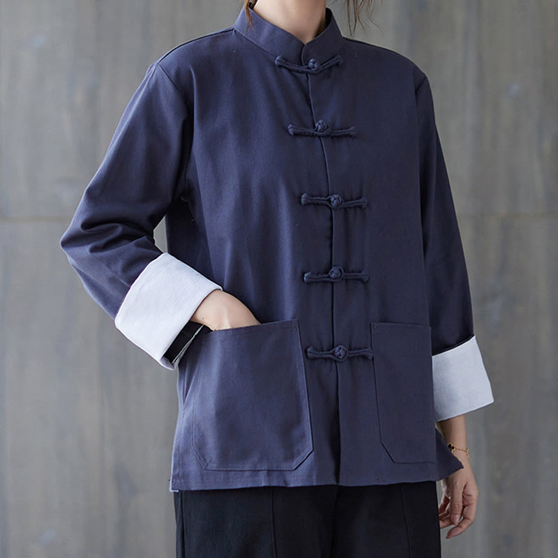 Buddha Stones Women's Frog-Button Long Sleeve Shirt Pants Meditation Clothing