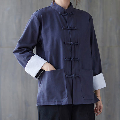 Buddha Stones Women's Frog-Button Long Sleeve Shirt Pants Meditation Clothing