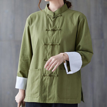 Buddha Stones Women's Frog-Button Long Sleeve Shirt Pants Meditation Clothing