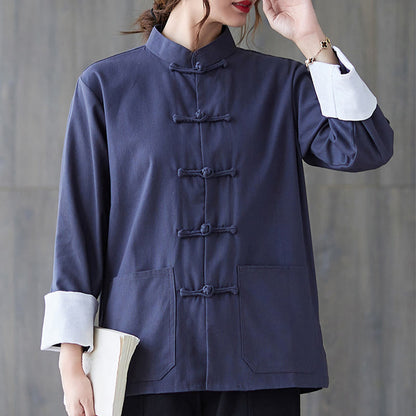 Buddha Stones Women's Frog-Button Long Sleeve Shirt Pants Meditation Clothing