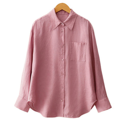 Buddha Stones Summer 2pcs Plain Long Sleeve Shirt Top Shorts Meditation Clothing Women's Set With Pockets
