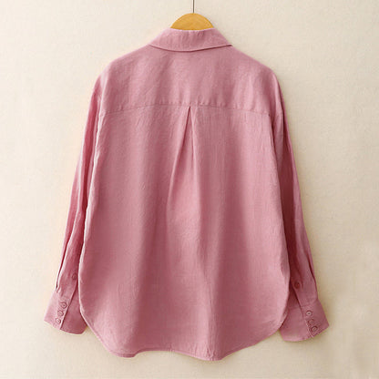 Buddha Stones Summer 2pcs Plain Long Sleeve Shirt Top Shorts Meditation Clothing Women's Set With Pockets