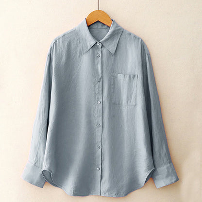 Buddha Stones Summer 2pcs Plain Long Sleeve Shirt Top Shorts Meditation Clothing Women's Set With Pockets