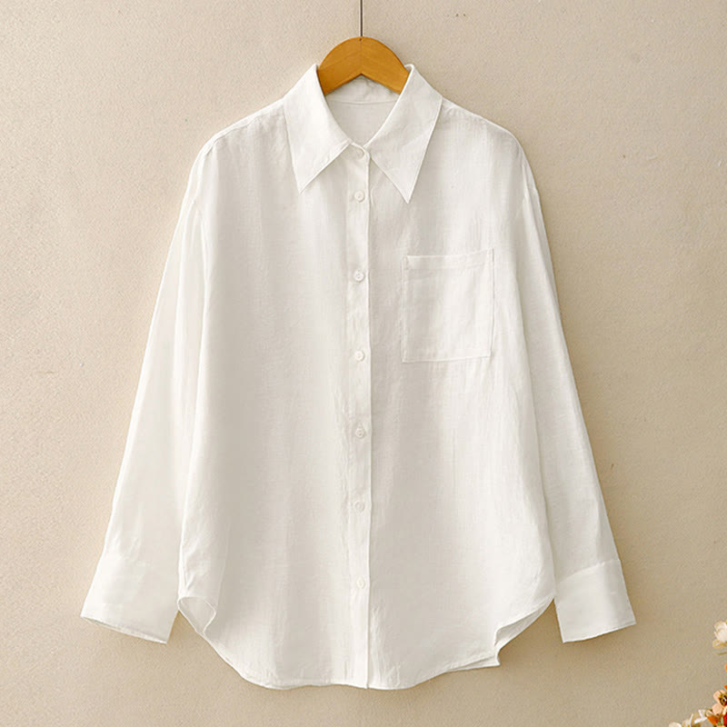Buddha Stones Summer 2pcs Plain Long Sleeve Shirt Top Shorts Meditation Clothing Women's Set With Pockets