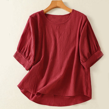 Buddha Stones 2pcs Plain Women's Short Sleeve Shirt Harem Pants Meditation Clothing Set