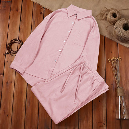Buddha Stones 2Pcs Long Sleeve Shirt Top With Pockets Drawstring Capri Pants Meditation Cotton Clothing Women's Set