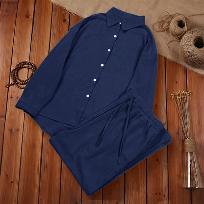 Buddha Stones 2Pcs Long Sleeve Shirt Top With Pockets Drawstring Capri Pants Meditation Cotton Clothing Women's Set