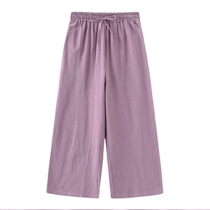 Buddha Stones 2Pcs Long Sleeve Shirt Top With Pockets Drawstring Capri Pants Meditation Cotton Clothing Women's Set