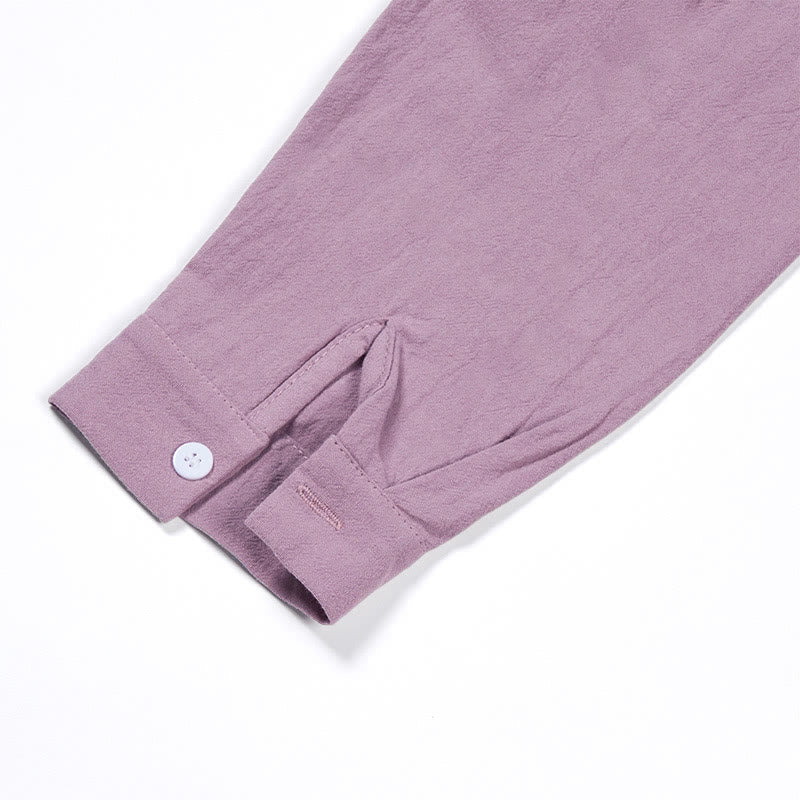 Buddha Stones 2Pcs Long Sleeve Shirt Top With Pockets Drawstring Capri Pants Meditation Cotton Clothing Women's Set