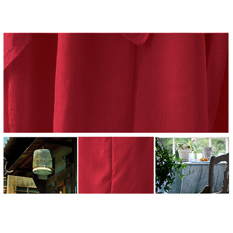 Buddha Stones V-Neck Midi Tunic Dress Wide Leg Pants Meditation Zen Practice Dance Clothing