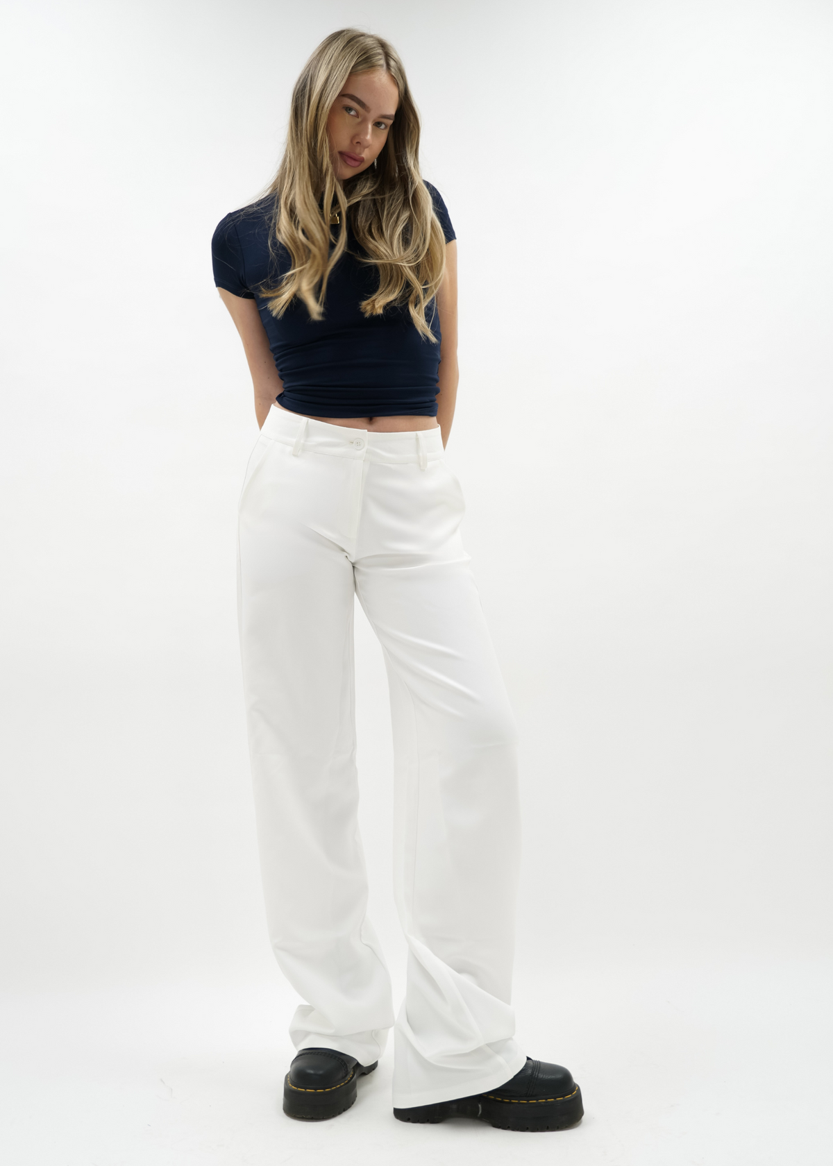 Low/mid waist pants casual white (tall)