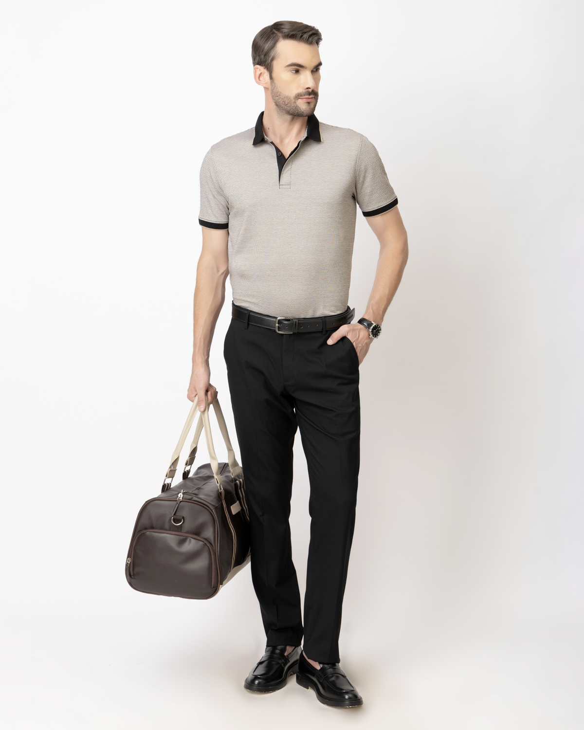 Jacquard Polo in Subtle Gold