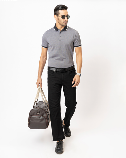 Jacquard Polo in DKNavy