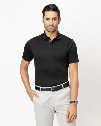 Statement Placket Black Polo