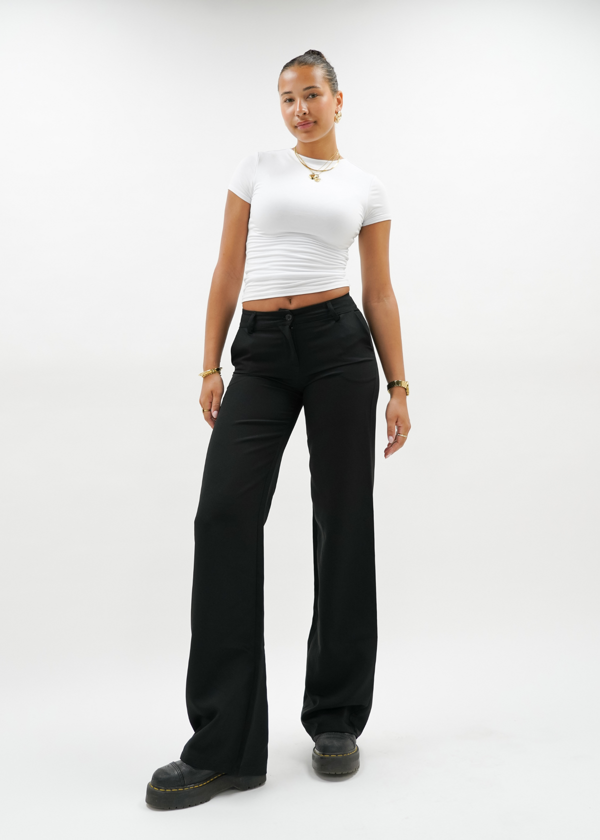 Low/mid waist pants casual black (tall)