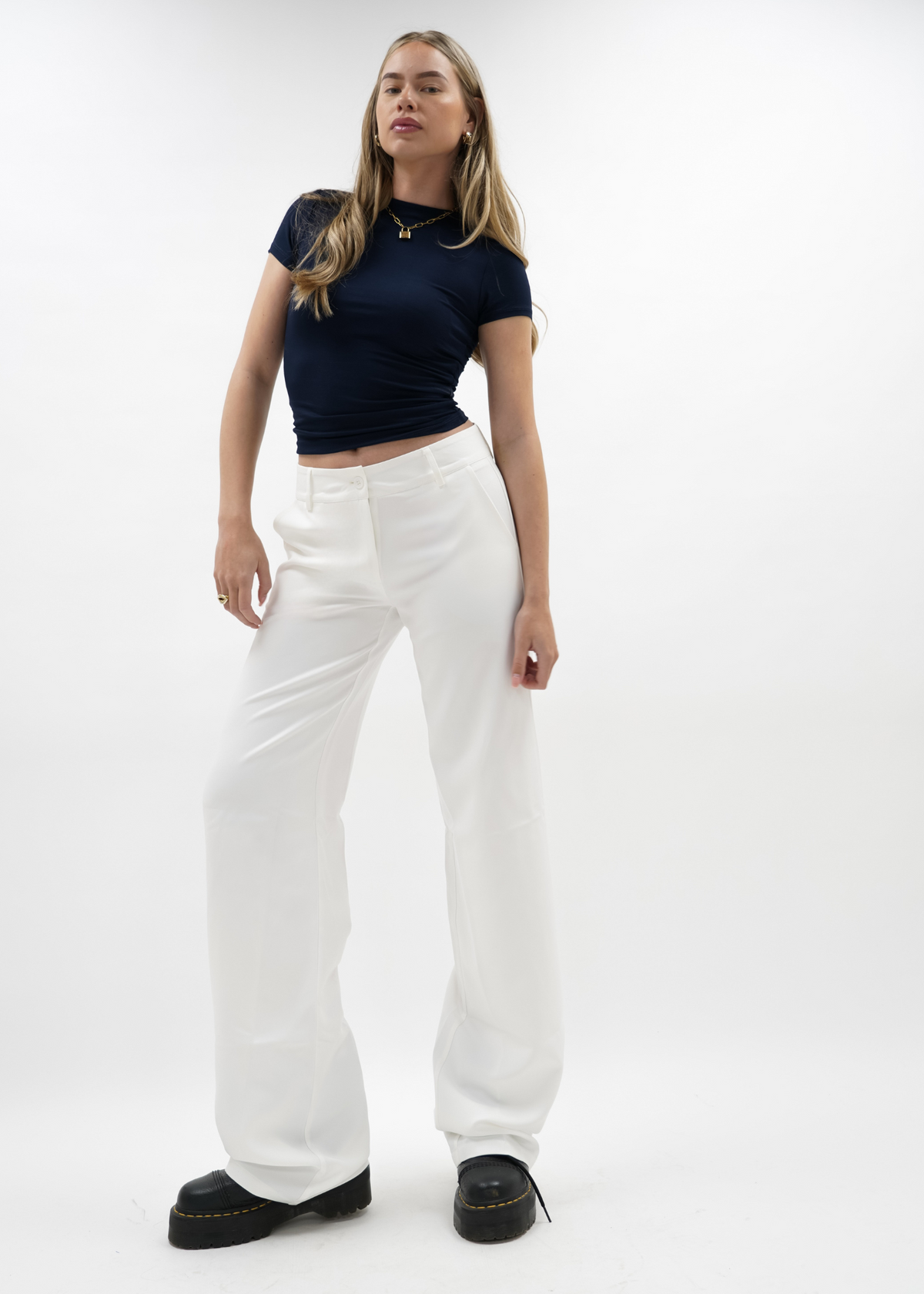 Low/mid waist pants casual white (tall)