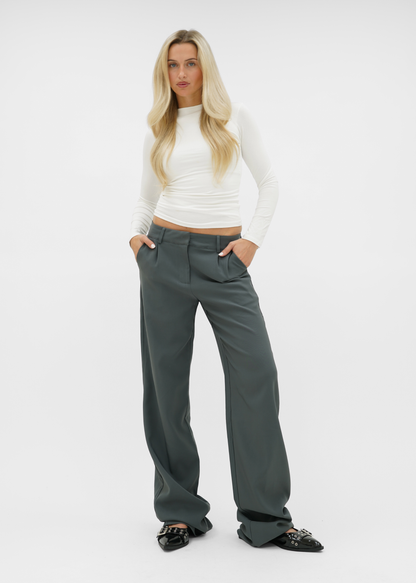 Low/mid waist wide leg pants casual charcoal (tall)