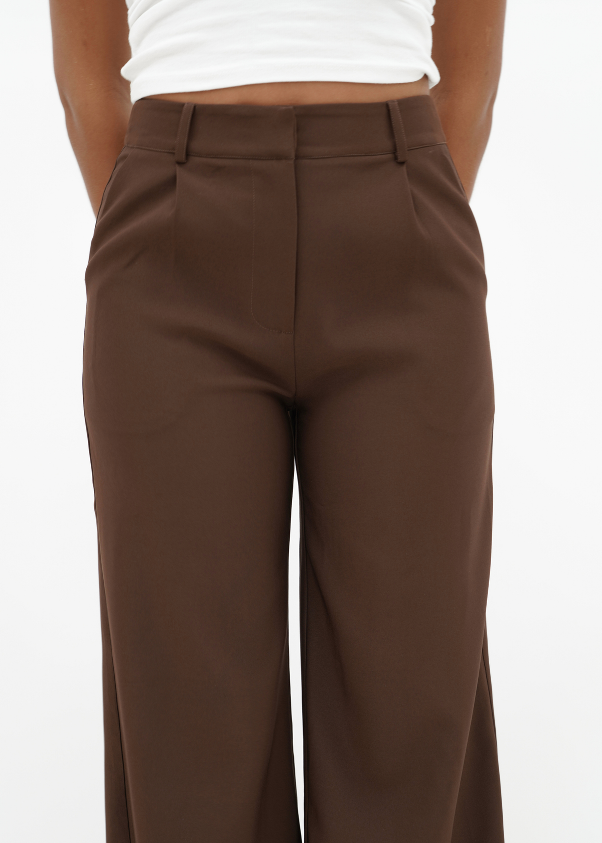 High waist wide leg pants casual chocolate brown (tall)
