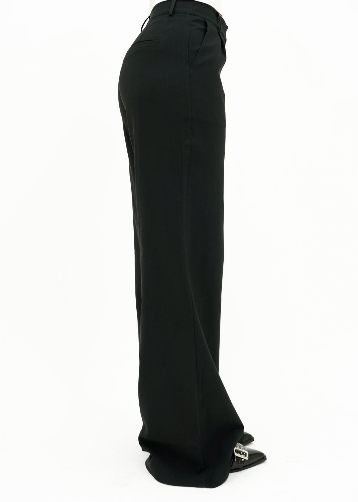 High waist wide leg pants casual black (tall)