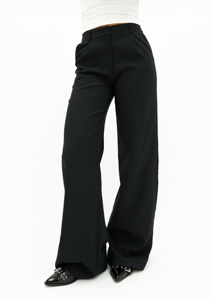 High waist wide leg pants casual black (tall)