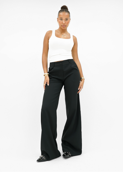 High waist wide leg pants casual black (tall)