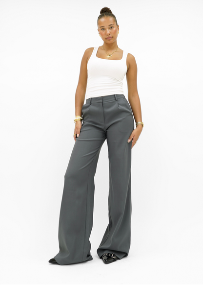 High waist wide leg pants casual charcoal (tall)