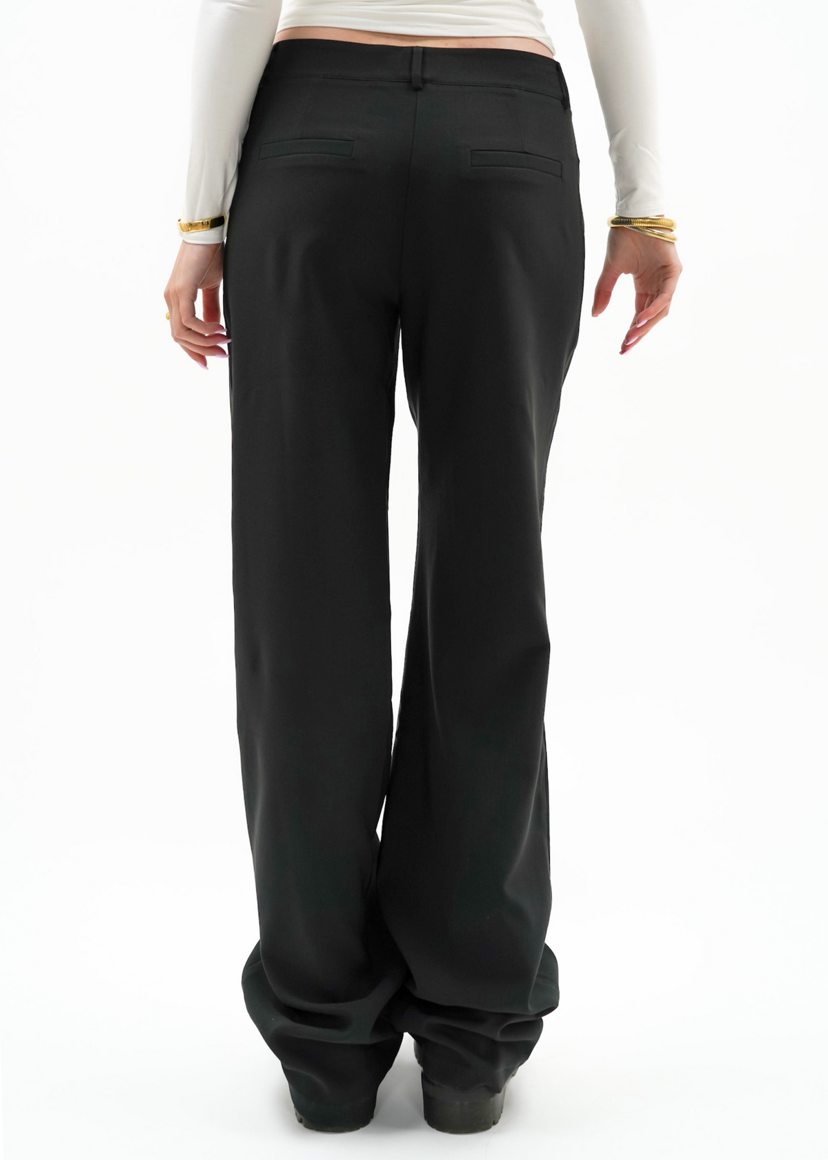 Low/mid waist wide leg pants casual black (tall)