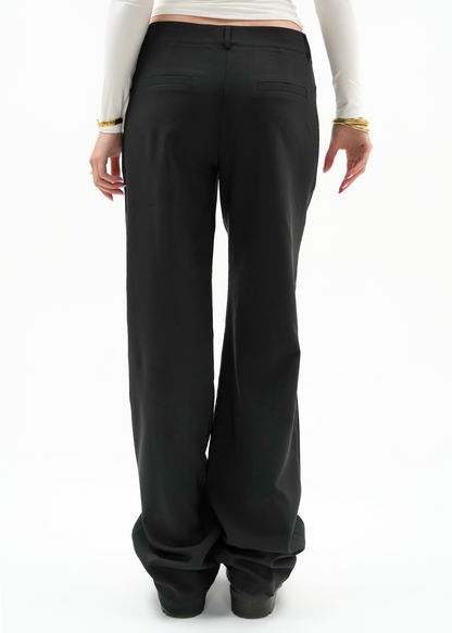 Low/mid waist wide leg pants casual black (tall)